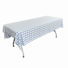 White Light Blue Gingham Checkered Rectangular Tablecloth 60x90 Inch