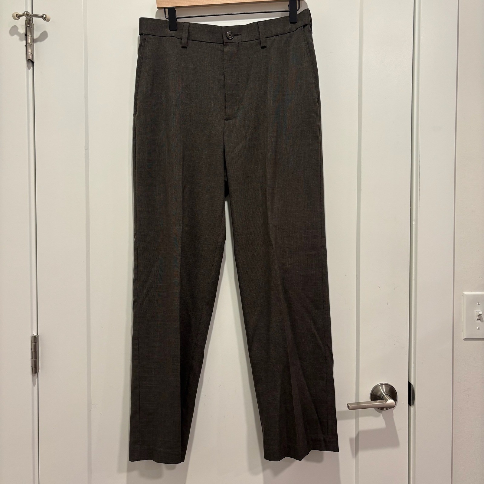 Savane Mens Dress Pants 32x30 Charcoal Gray Flat Front Straight Leg SA3823