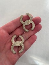 Vintage BLUETTE Chanel CC Logo Silver Tone Metal Pair Shoe Clips