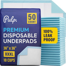 50 X PULP Incontinence Underpads 36" X 36"  XXXL Bed Pads Disposable Adult  Su