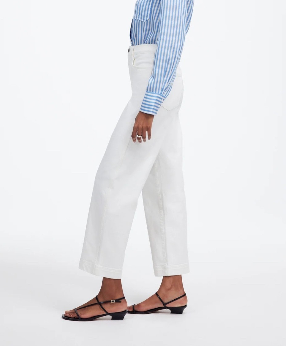 Madewell The Perfect Vintage Wide-Leg Crop Jean Tile White sz 25 NT995