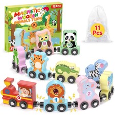 11 Pcs Magnetic Train Set Montessori Small, Red, Pink, Yellow, Green, Blue