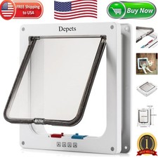 Weatherproof 4-Way Locking Cat Door, 9.9" x 9.2" - Easy Install  Durable Design