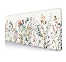 Floral Desk Mat, Beige Boho Desk Pad, Large Extend Mouse Pad XL, Cute Minimal...