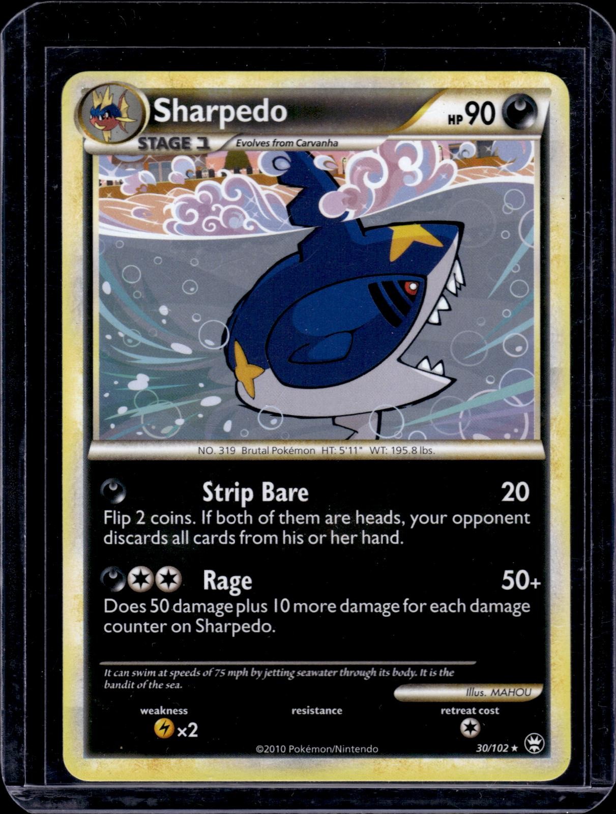 Sharpedo 30/102 Rare HGSS Triumphant Pokemon Near Mint