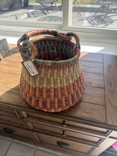 Authentic Handmade Woven African Fair Trade Basket Made in Ghana with Tag