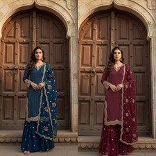SALWAR KAMEEZ PAKISTANI INDIAN WEDDING PARTY WEAR DRESS BOLLYWOOD SUIT SHARARA