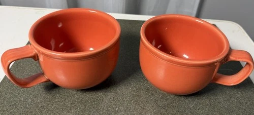 Set Of 2 Fiestaware Homer Laughlin Persimmon Jumbo Coffee Mugs Peach