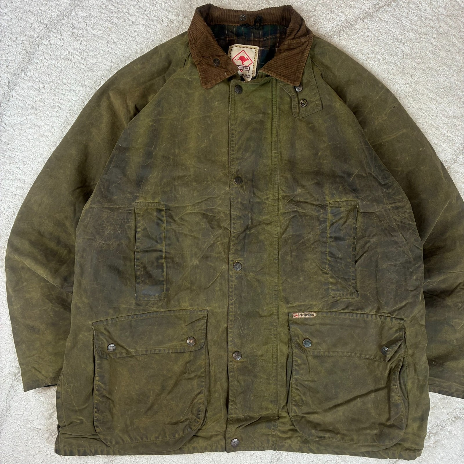 VTG Scippis Australian Wear 90's Tanami Green Oversized Large Utility Wax Jacket image 2