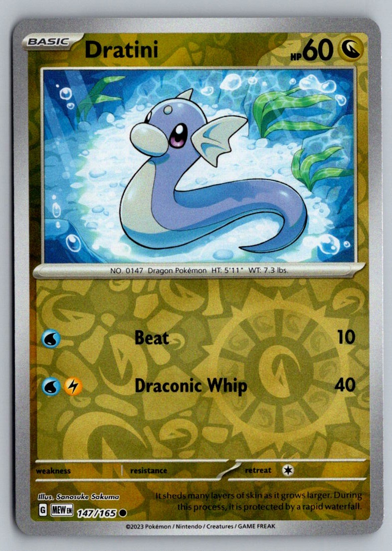Pokemon Dratini #147/165 SV: Scarlet & Violet 151 Common, Reverse Holo