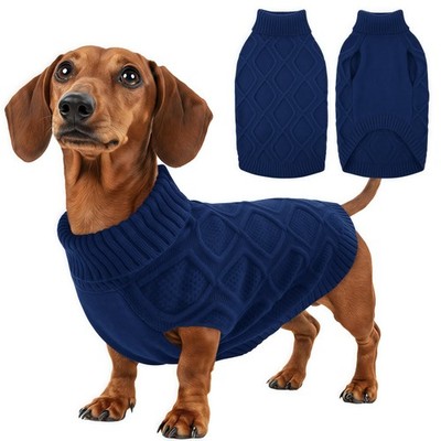 Weicher ärmelloser kleiner Hundepullover mit Rollkragen - rot/blau