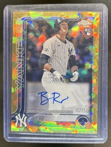 2025 Topps Chrome Sapphire Ben Rice Rookie Auto RC Gold Refractor #/50 Yankees