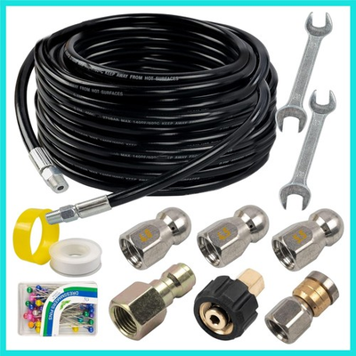 #ad for Pressure Washer 50FT Drain Cleaner Hose 1 4 Inch NPT Orifice 4.0 Button... $60.25