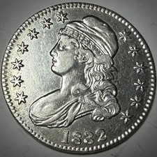 US 1832 Capped Bust Half Dollar - 50 Cent Silver Coin - Lettered Edge