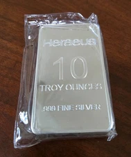 HERAEUS 10 oz .999 Fine Silver Bar – Sealed Vintage