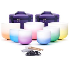 432Hz 6-12" Set of 7 pcs Aria Colored Quartz Crystal Singing Bowl Sound Healing