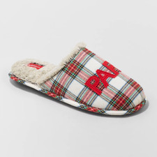 Wondershop Mens PAPA ELF Plaid Soft Slip On Christmas Shoes Slippers Large 11/12