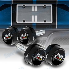4pcs Mugen Car License Plate Frame Screw Bolt Cap Cover Screw Bolts Nuts Black