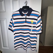 U.S. Polo Assn. Boy's XL 18/20 NWT Striped Polo Shirt Orange Blue White Logo