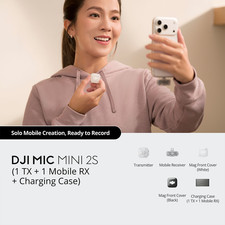 DJI Mic Mini 2S 1 TX 1 Mobile RX Charging Case 32 Bit Float, 28h Rec, 300m