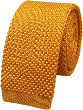 Men's Solid Color Textured Knit Skinny Ties Smart Necktie Square-Cut Finish