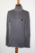 NWT Calvin Klein Jeans Sz L Smoky Gray Heavy Knit Pullover 1/4 Zip Sweater