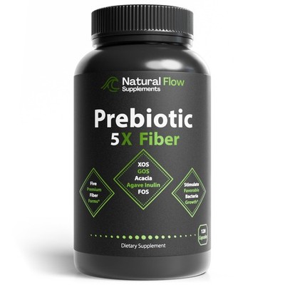 Prebiotic Fiber 5-in-1 - Natural Flow 5X Fiber XOS, GOS, FOS, Acacia and Agav...