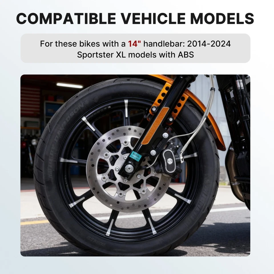 ABS Brake Line Clutch Cable for 2014-2024 Harley Sportster XL 883 1200 14 in Bar - Image 2 of 4