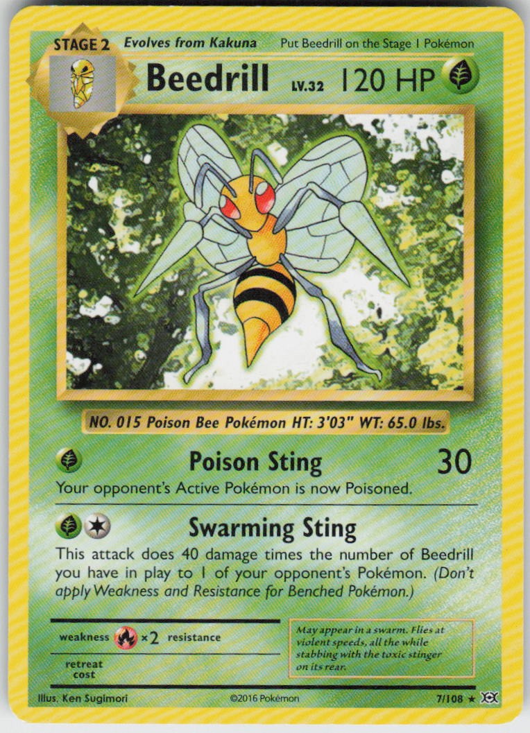 BEEDRILL 7/108 EVOLUTIONS POKEMON RARE LP