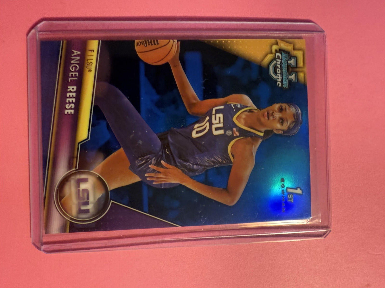 2023-24 Bowman University Chrome Angel Reese #49 Blue Refractor 101/199