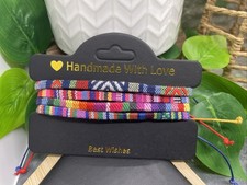 4 PC 7  -10  Adjustable Tie Tapestry Bohemian Bracelet Set New Free Ship B122