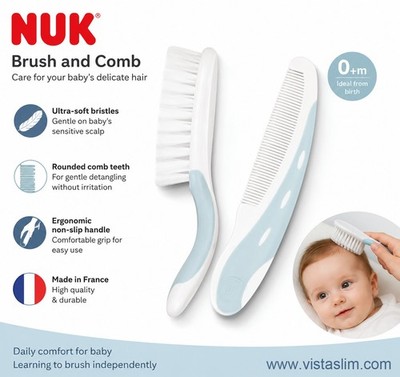 NUK Brush and Comb Kit 0 Months [80604741] Soft, Supple Bristles for Your Baby