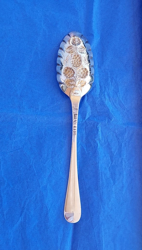 Cuchara de bayas de plata esterlina 1780: por IL/IR J Langlands y J Robertson, 74,3 gm Foto 2 de 4