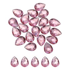 20PCS Flat Back Acrylic Teardrop Gems 18x25mm Artificial Rhinestones Light Pink