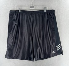 VTG Adidas Shorts Men's Size XL Shiny Satin Black White 3 Stripe Soccer Rare Y2K