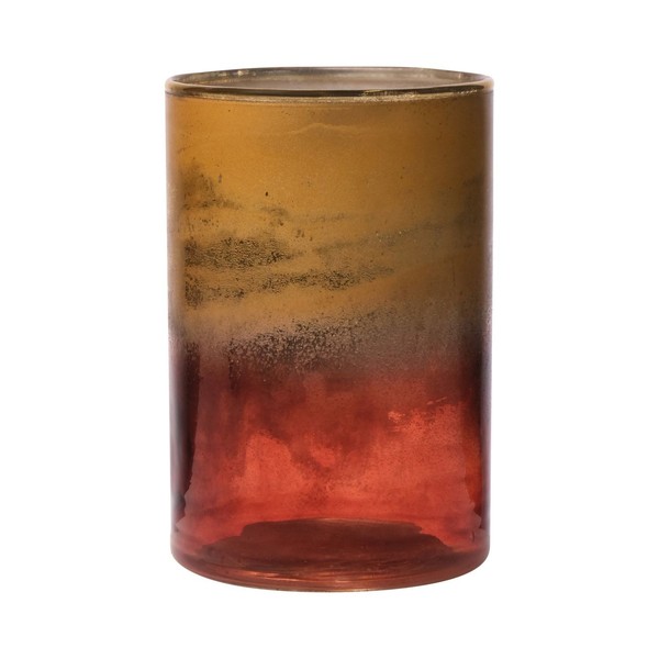 Inna-Glas Maxi Teelichtglas Rigoberto, Oben Gold, Rot-Klar, 15 Cm, Ø 10 Cm-image