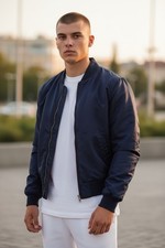 ESNTLS Bomber Jacket Mens S Blue Orange Jose Zuniga TMF Streetwear Y2K Skater