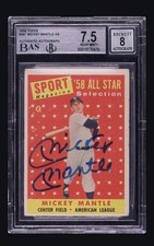 1958 Topps Mickey Mantle All Star Signed Auto BAS BVG 7.5 8 Highest Grade Pop 1