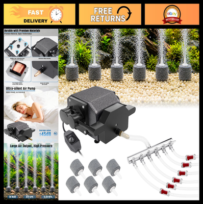 #ad Quiet Aquarium Air Pump 200 317 475GPH High Pressure Aerator for Fish Tanks amp; P $119.99
