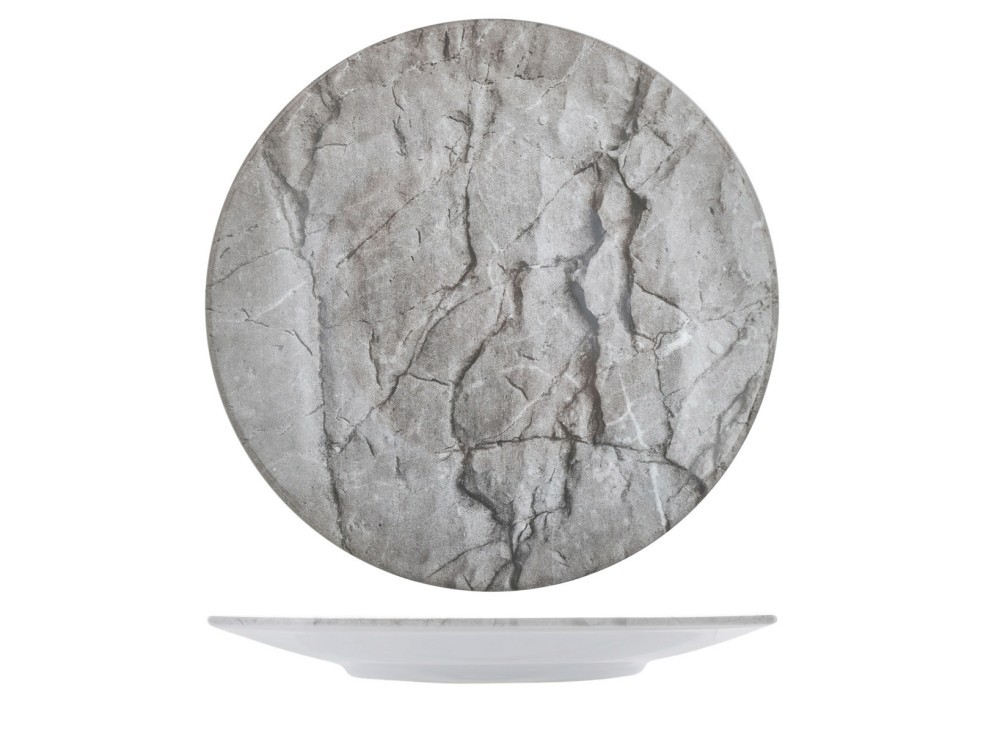 H&H Stoneware Plate Petra Gray 28 Cm