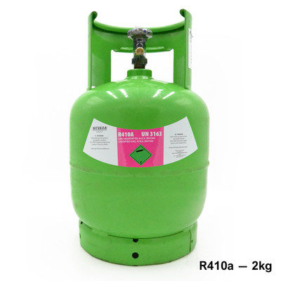 Nachfüllbare Flasche mit Ventil für R 410A Gas - 2 kg - Kältemittel für Klim