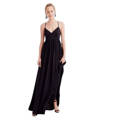 J Crew Long Drapey Spaghetti-Strap Maxi Dress Black Size 4 NWT Formal | eBay
