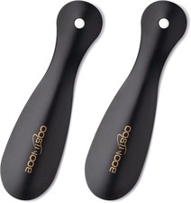 2 Pack Metal Shoe Horns - Durable 7.5 Inch Shoe Helper with Ergonomic Handle, F