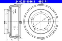 2X Neu - Ate 24.0225-4016.1 Bremstrommel FüR Ford