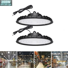 2Pack 200W UFO LED High Bay Light Shop Industrial Commercial Factory Warehouse