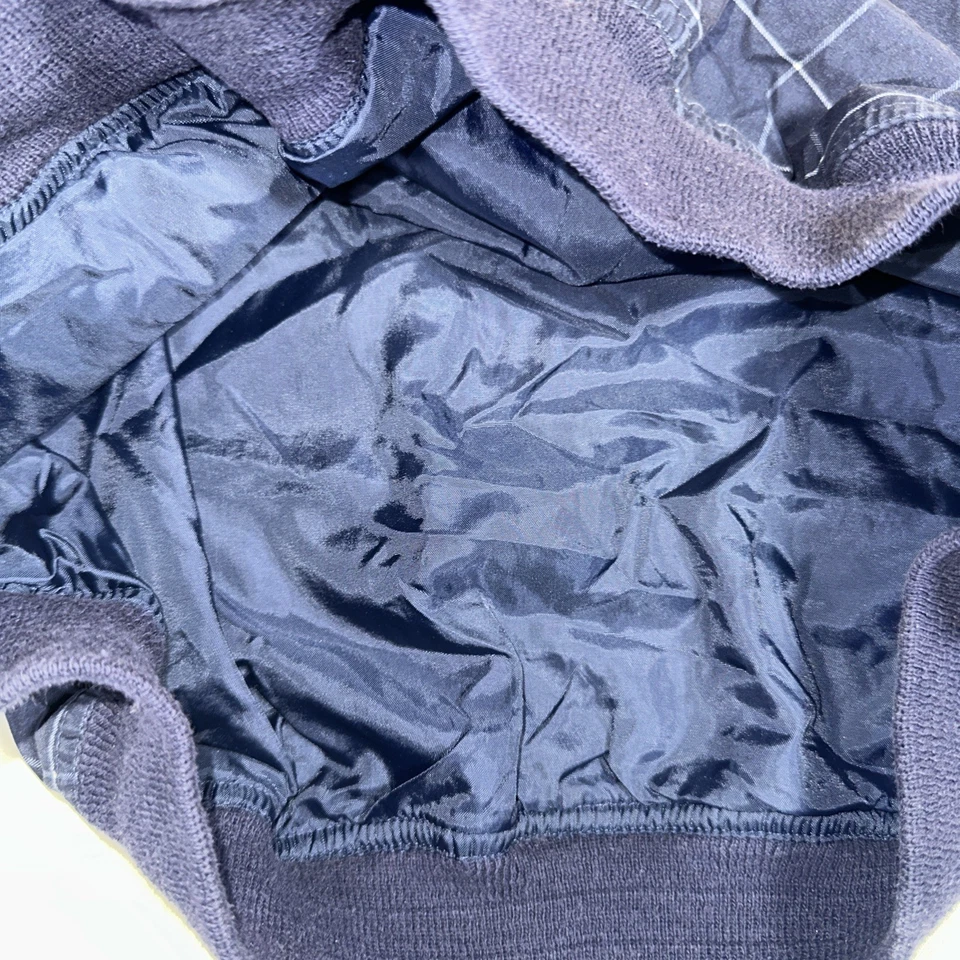 Pullover cortavientos Jantzen azul para hombre patrón de rejilla L/G cuello en V manga larga Foto 3 de 4