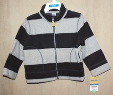 NWT Toddler Boys Carters Fleece Jacket 18m Black Gray Stripe NEW playwear