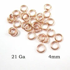 Rose Gold plated Sterling Silver Open Jump Rings 21 gauge 4mm (20pcs) 925 Italy