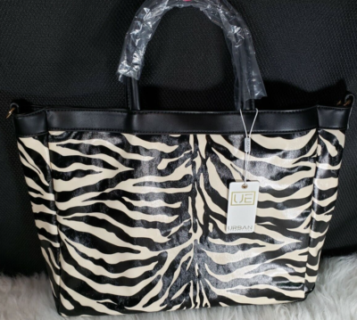 URBAN  Urban Expressions 19092 Vegan Tote / Shoulder Bag Black/Cream