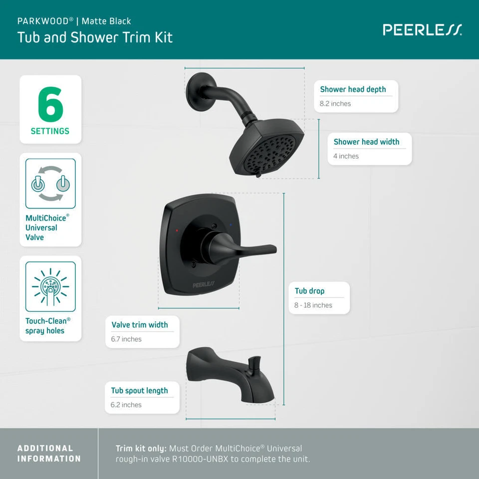 Kit de molduras de ducha para bañera Parkwood Peerless negro mate certificado restaurado Foto 2 de 2